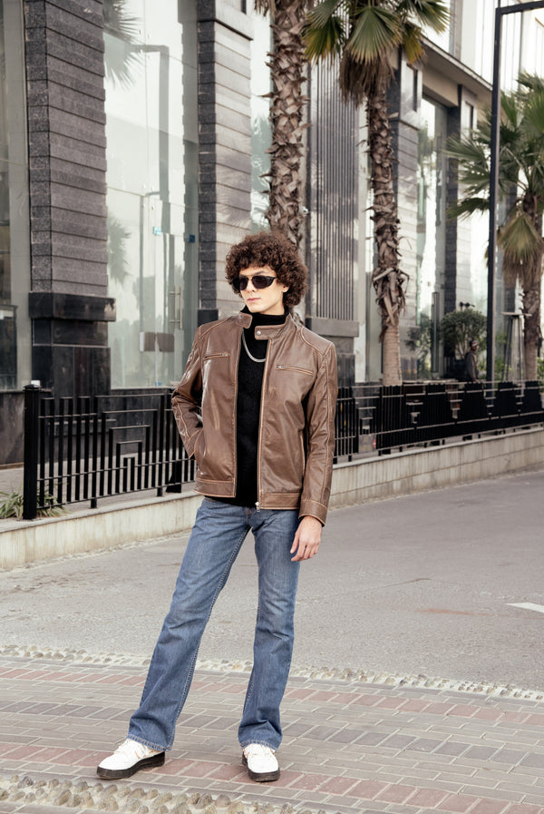 Antonio Antique Brown Leather Jacket