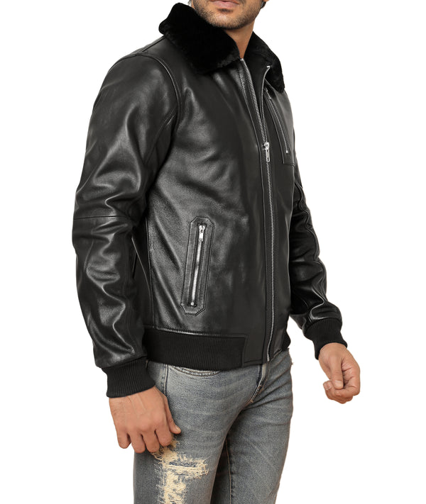 Maverick Black Leather Jacket - Sims Leather