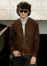 Suede Brown Bomber Leather Jacket