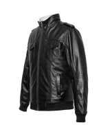 Crusader Black Leather Jacket - Sims Leather