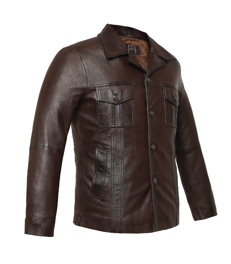 Durden Brown Leather Jacket - Sims Leather