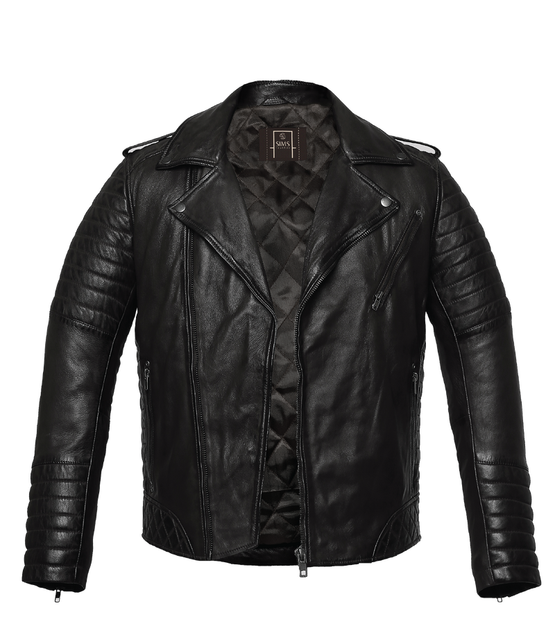 Travolta Black Leather Jacket - Sims Leather
