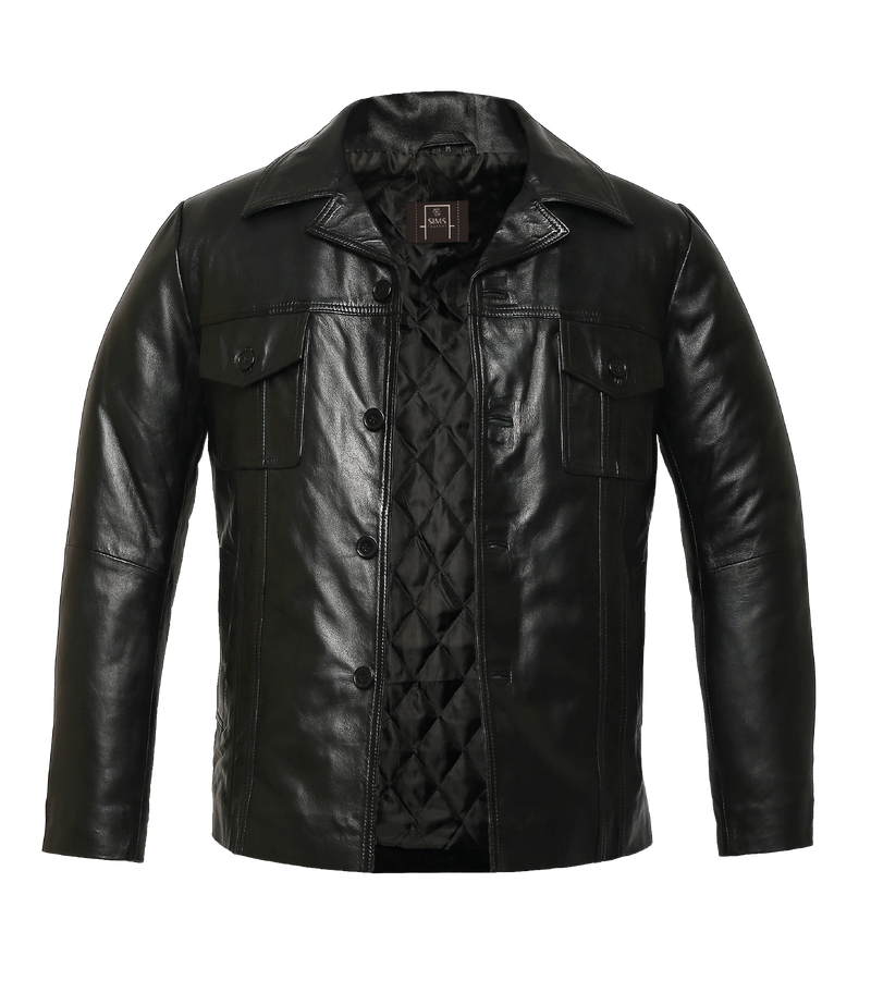 Durden Black Leather Jacket - Sims Leather