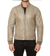 All star Beige Leather Jacket - Sims Leather