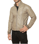 All star Beige Leather Jacket - Sims Leather